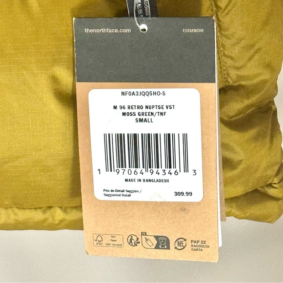 The North Face '96 Retro Nuptse Vest Moss Green Small NWT - Picture 6 of 7